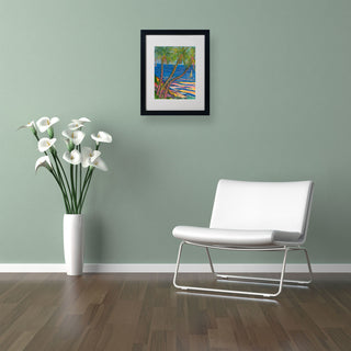 'Three Coconut Palms' Matted Framed Canvas Art by Manor Shadian