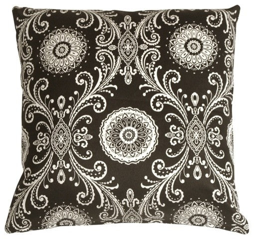 Pillow Decor - Filigree Black 17 x 17 Throw Pillow
