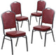 4 Pack Dining Chair, Cushion Seat & Back, Burgundy Vinyl/Silver Vein