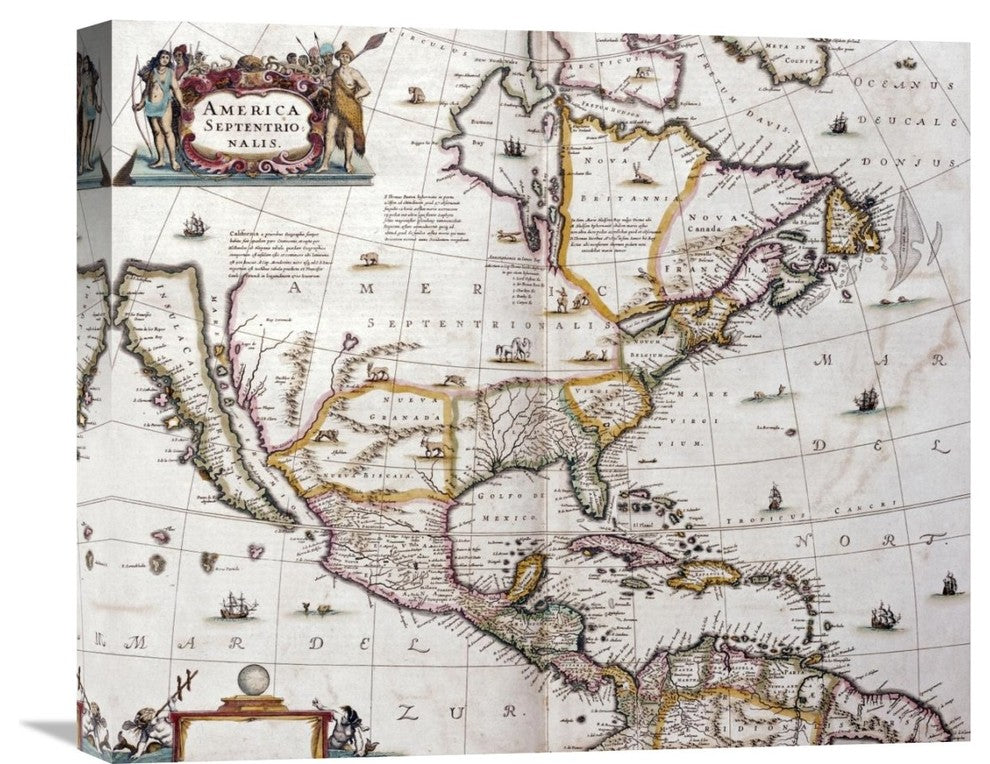 "Map of North America, 1641" Artwork, 22" x 18"