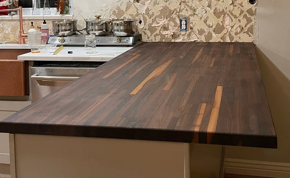 Custom Edge Grain Butcher Block Table Top, Workbench, Desk Top, Hickory, 30"x72"