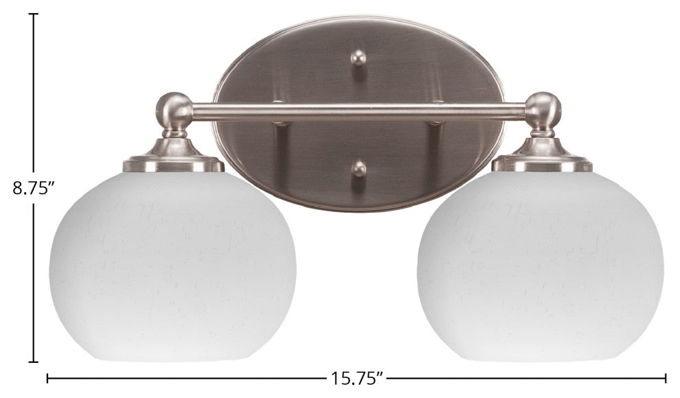Capri 2-Light Bath Bar, Brushed Nickel/White Muslin