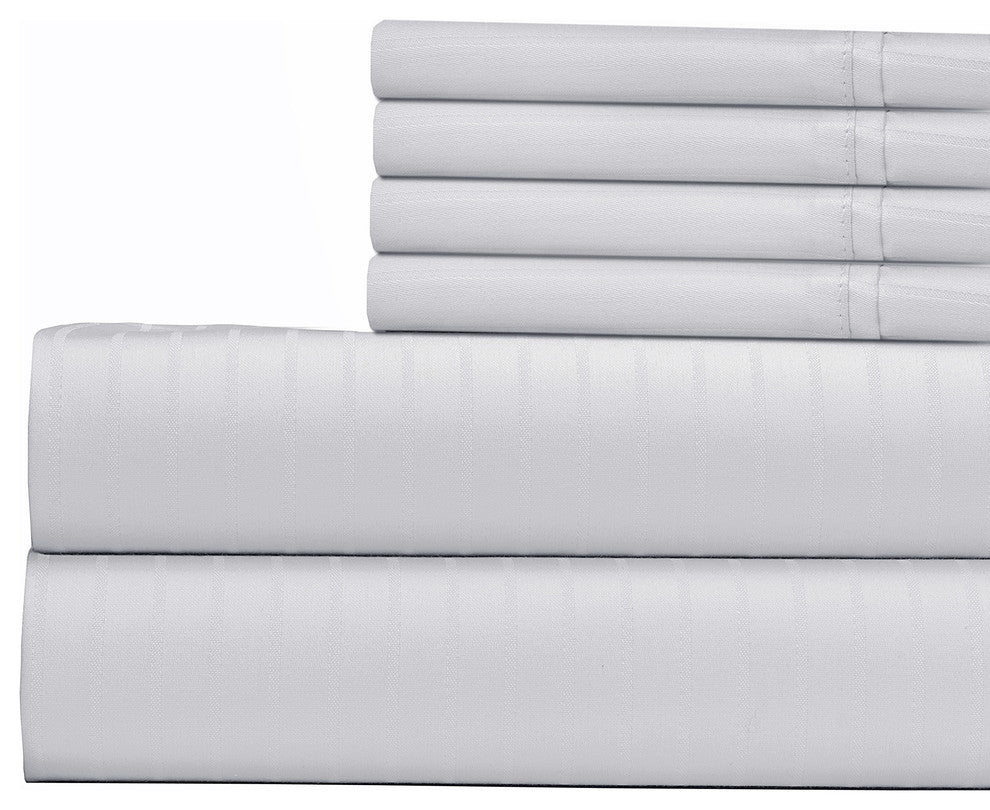 Stripe 700 Thread Count Premier 6-Piece Sheet Set, White, King