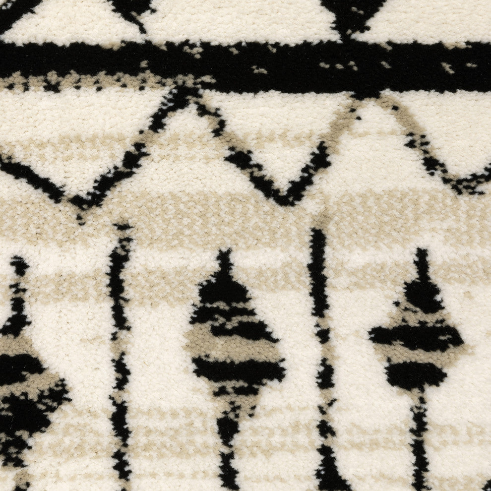 Garson Tribal Distressed Area Rug, Ivory, 3'10"x5'5"