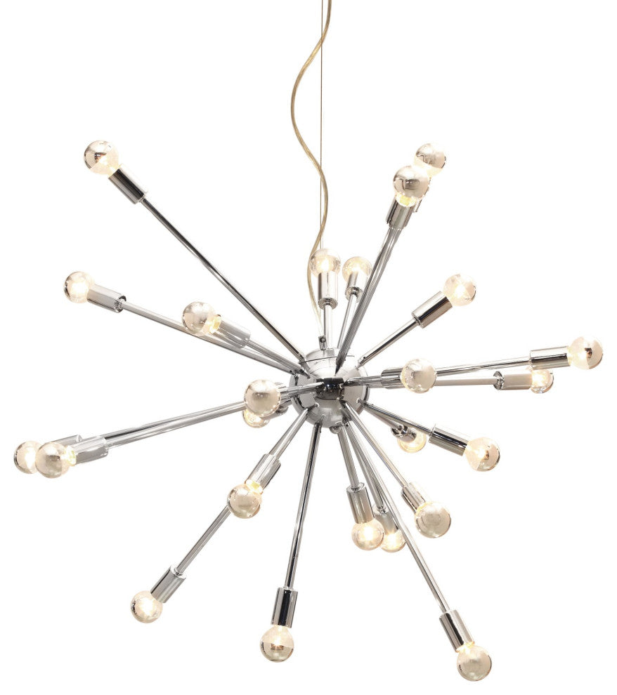 Pendant Ceiling Light Fixture, Steel Metal, Chrome, Kitchen Lounge Cafe Bistro