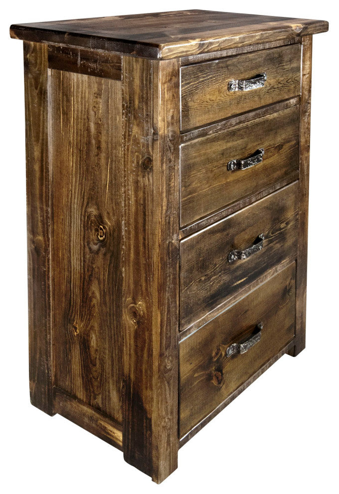 Big Sky Collection Rugged Sawn 4 Drawer Chest of Drawers, Provincial Stain