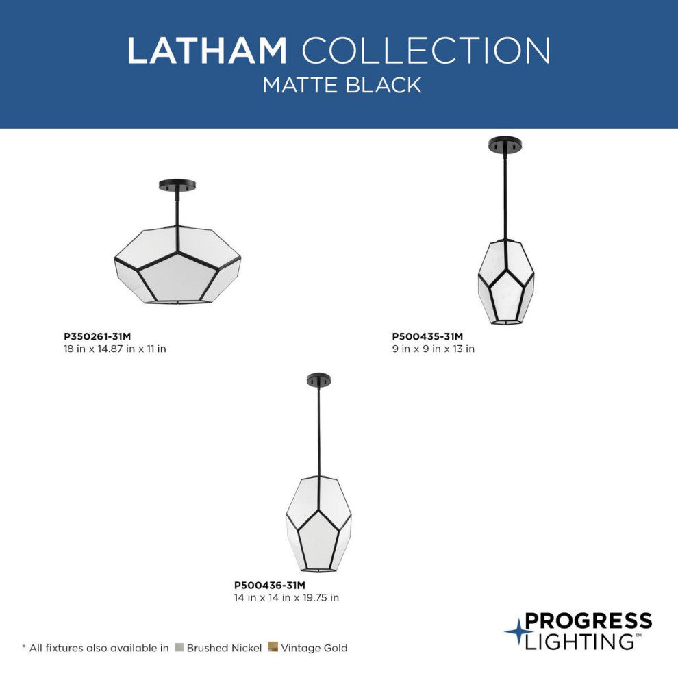 Latham Collection 1-Light Contemporary Pendant, Matte Black