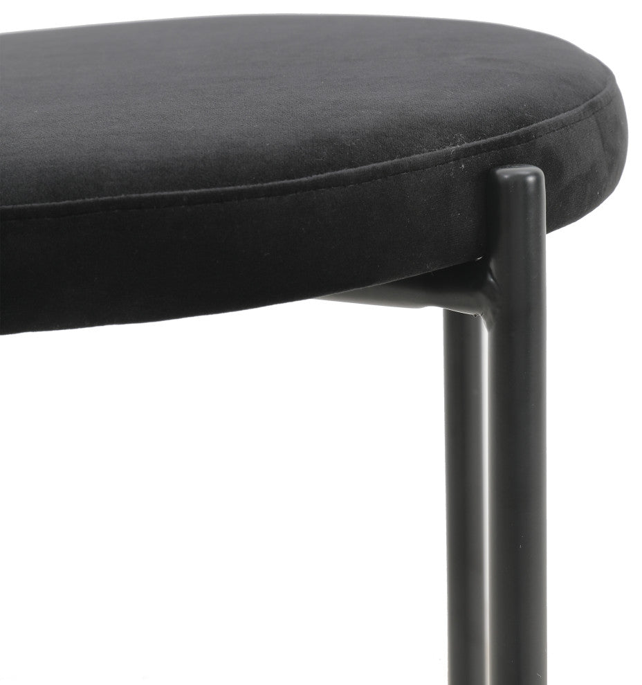 LeisureMod Euston Wicker Bar Stool With Black Steel Frame and Footrest, Black