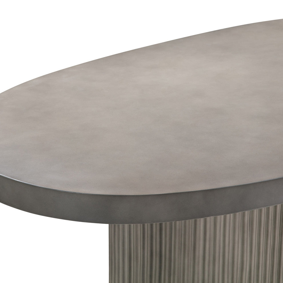 Wave Oval Dining Table, Gray Concrete