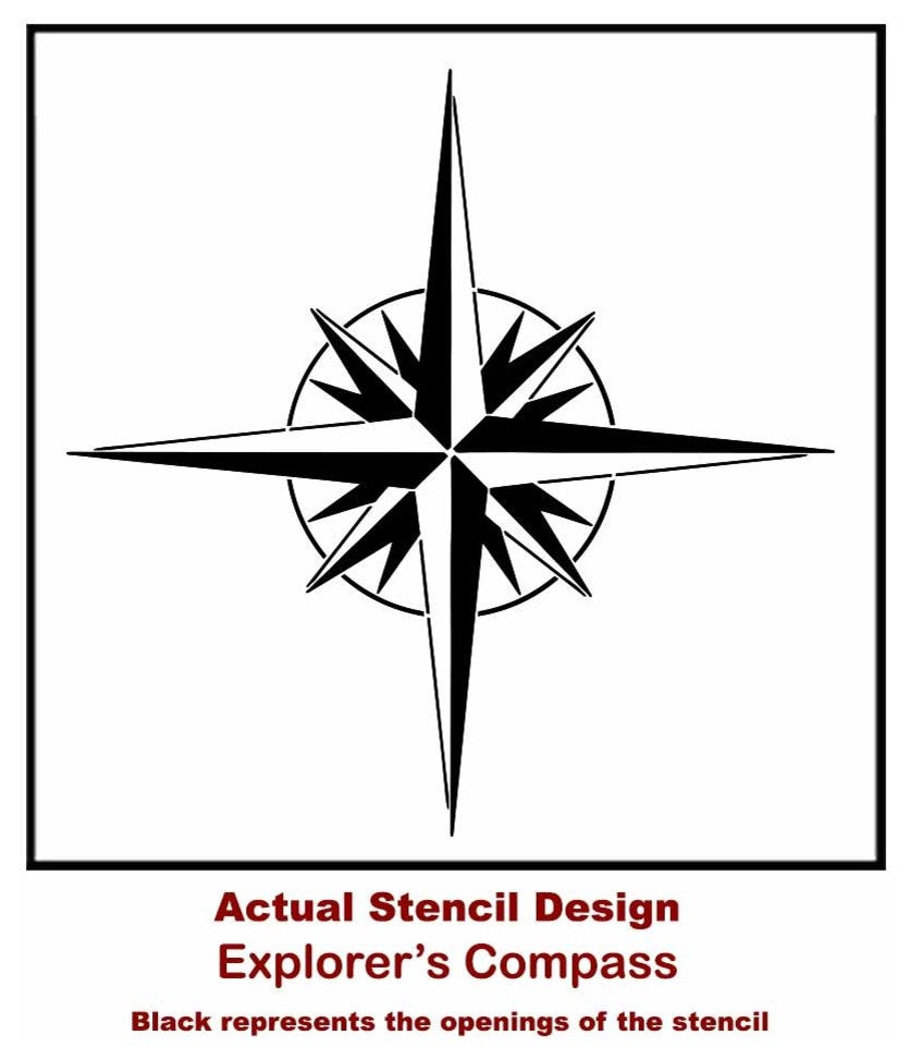 Explorer''s Compass Wall Art Stencil, Trendy Easy DIY Wall Decor, Small