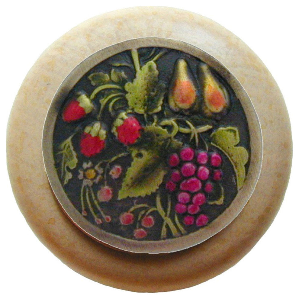 Tuscan Bounty Natural Wood Knob, Unfinished With Hand-Tinted Brass