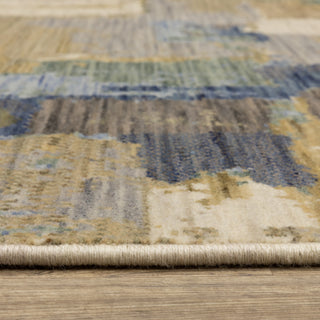 Saturn Abstract Palette Blue/Green Wool Blend Area Rug Runner 2'6" x 12'