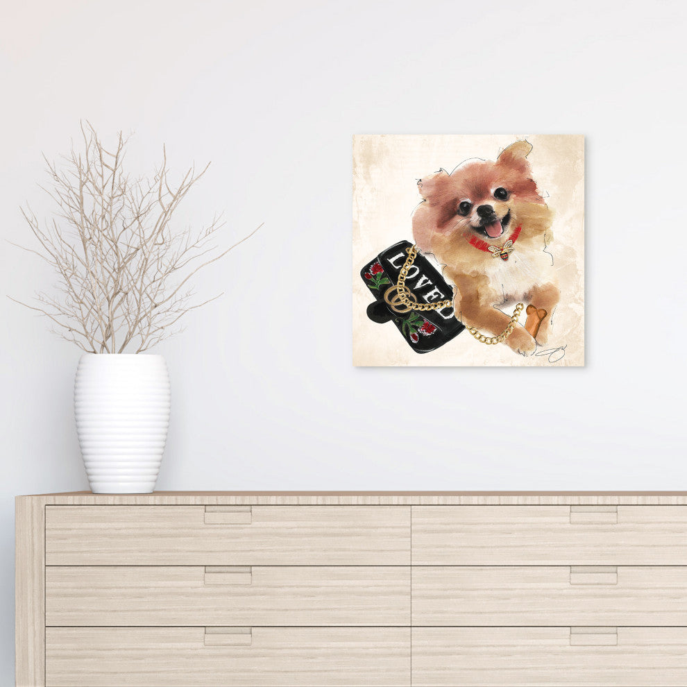 "Pomeranian" Dog Wall Art Print Frameless Free Floating Tempered Glass Panel