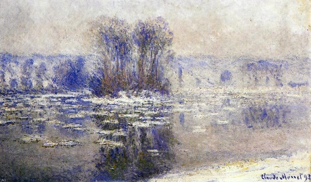 Claude Oscar Monet Floes at Bennecourt, Gallery Wrapped Canvas Print, 18"x27"