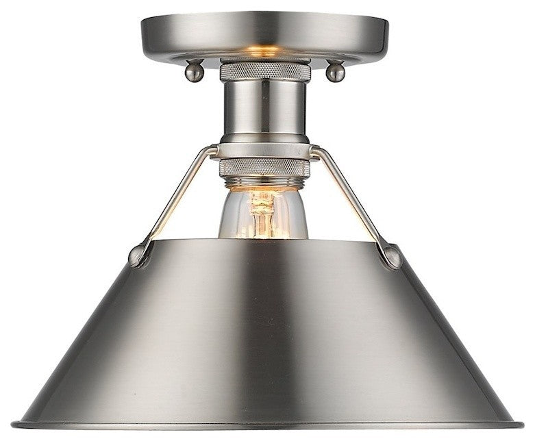 Golden Lighting Orwell 1-Light Flush Mount, Pewter, Pewter Shade
