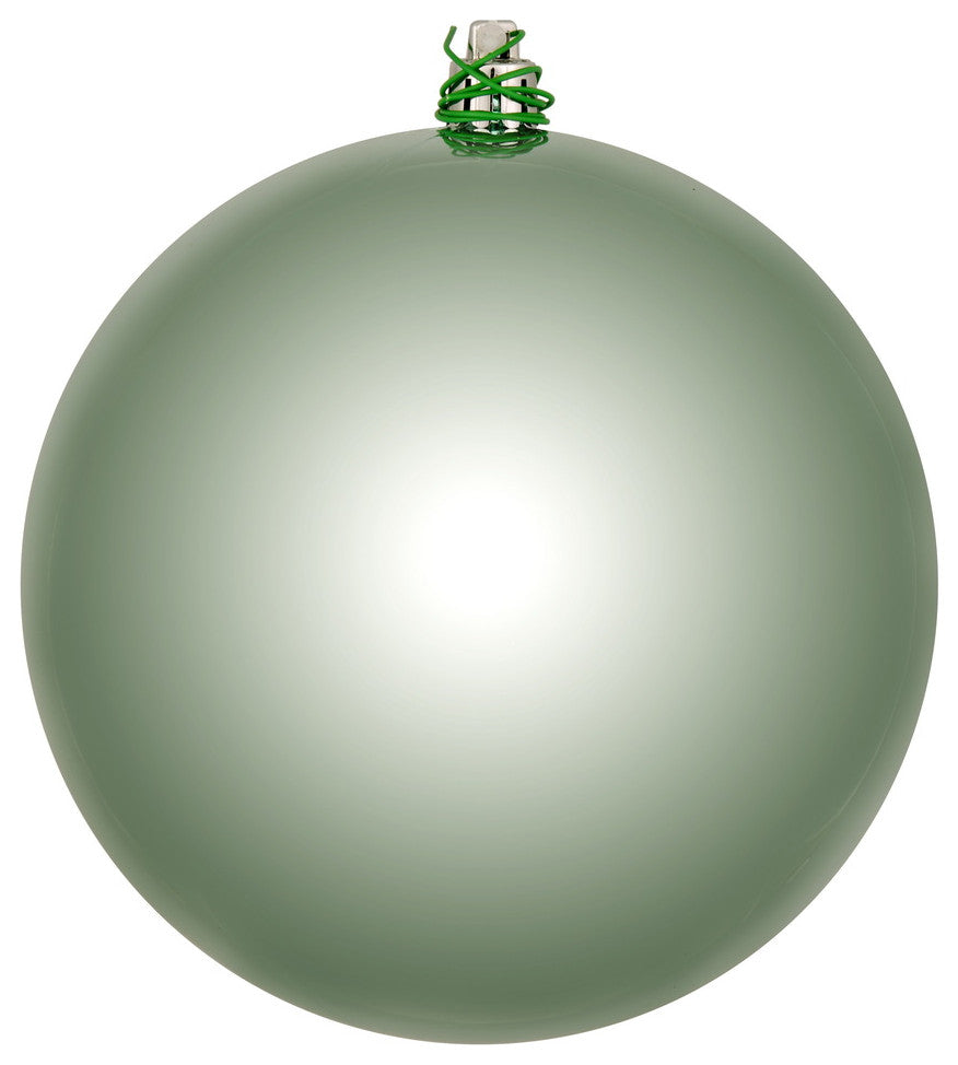 Vickerman N591040Dsv 4" Frosty Mint Shiny Ball Ornament, 6 Per Bag