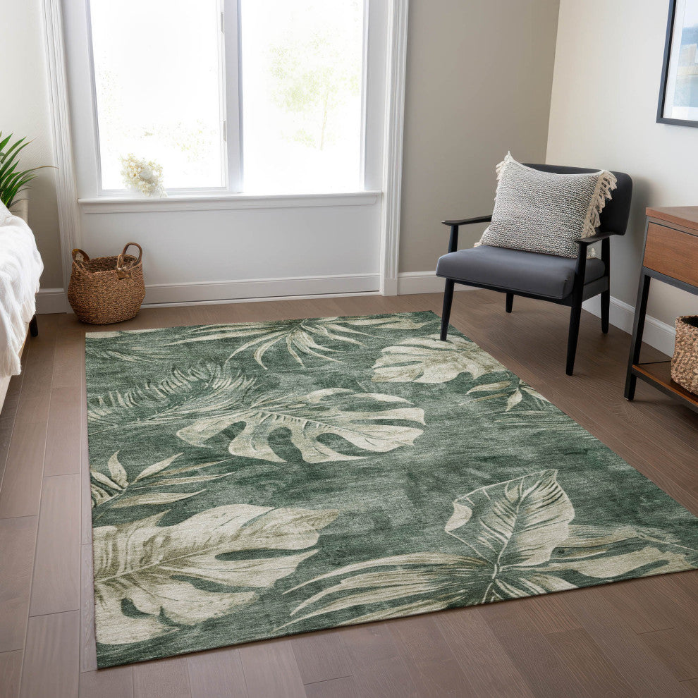Machine Washable Indoor/Outdoor Chantille ACN1887 Fern 3' x 5' Rug