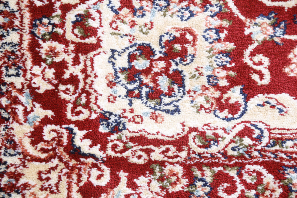 Red Floral Medallion Transitional Turkish Rug Oriental Carpet 3x8