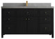 Sonoma 60 Single Sink Reeded Bathroom Vanity in Black 2" Piatra Gray