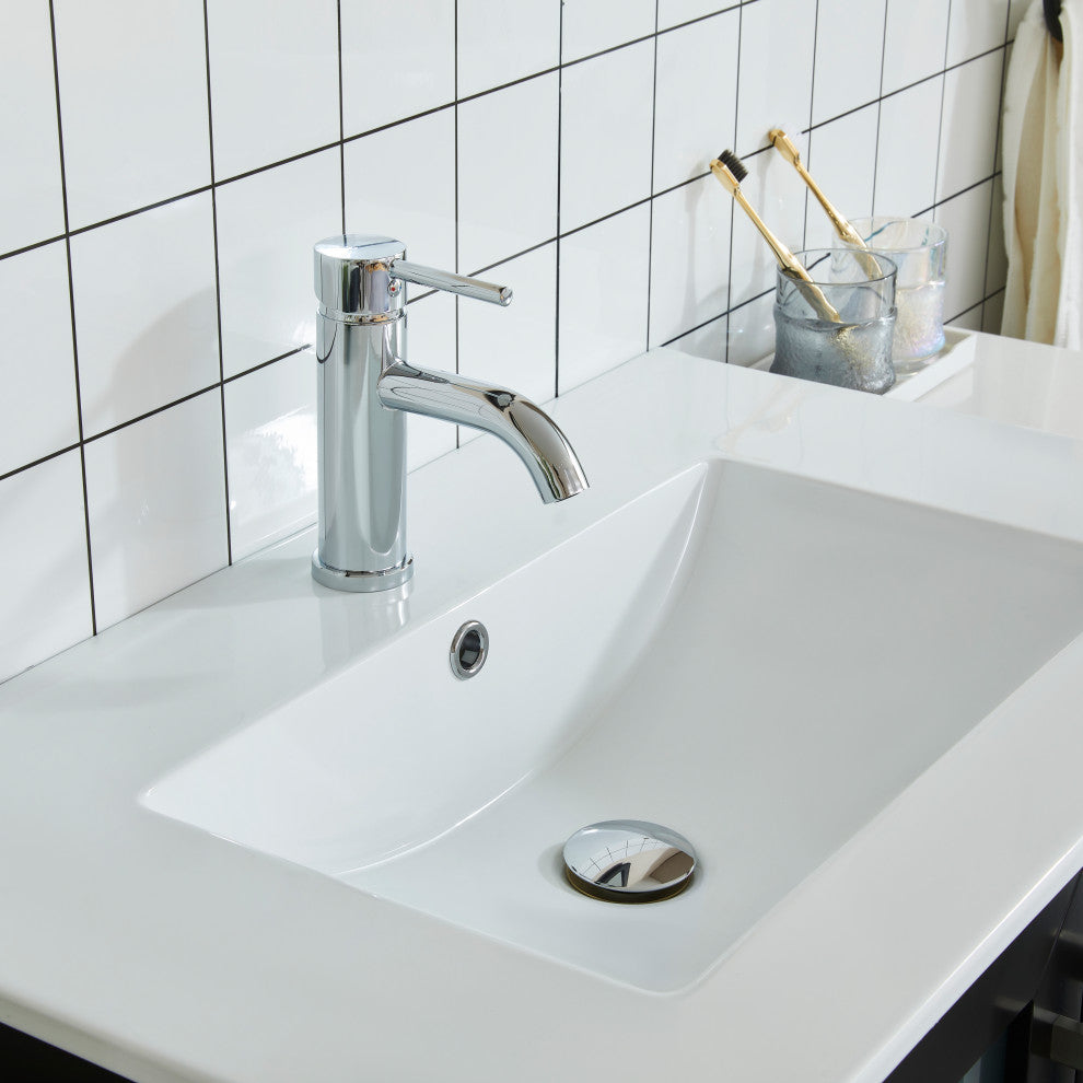 Vanity Art Vanity Set With Ceramic Top, 36", Espresso, Led Touch-Switch Mirror