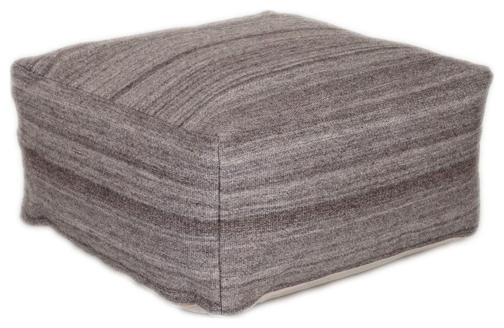 Stone Gray and Brown Pouf