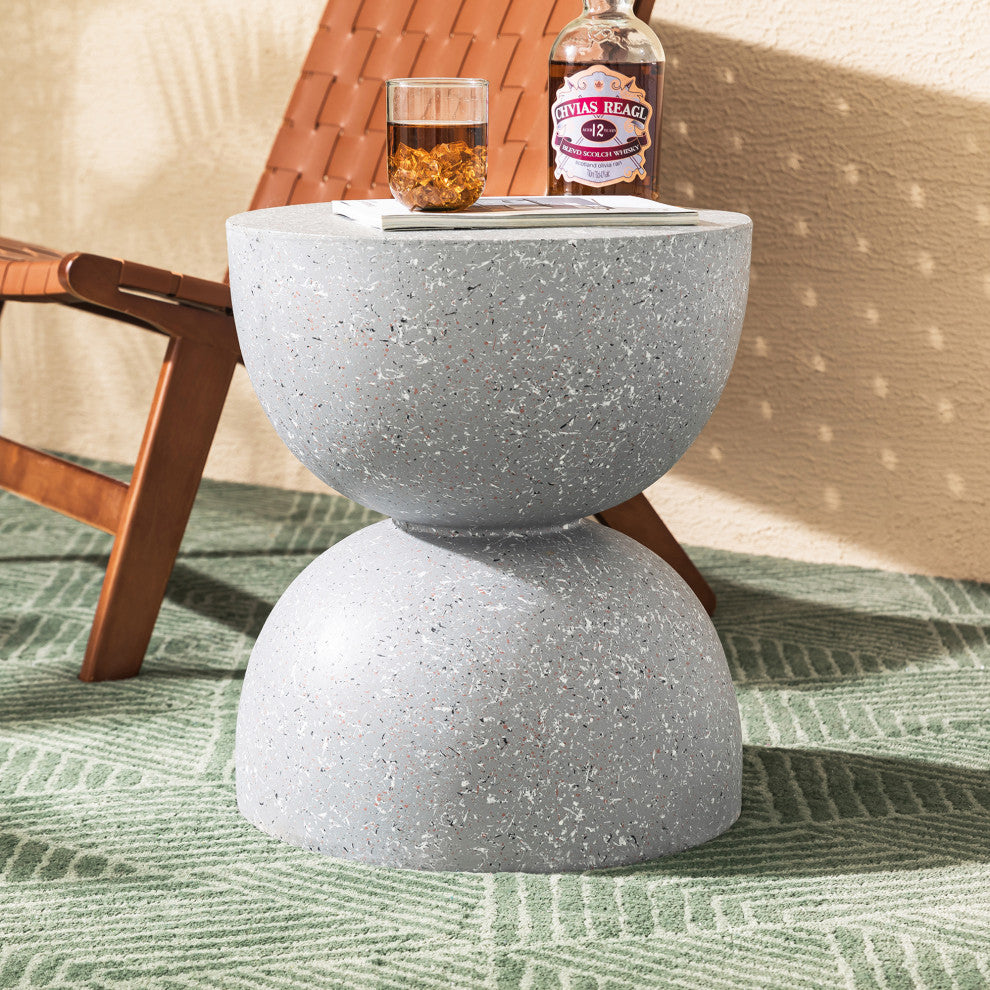 17.75'' Multi-Functional Mgo Sand Terrazzo Garden Stool, Gray