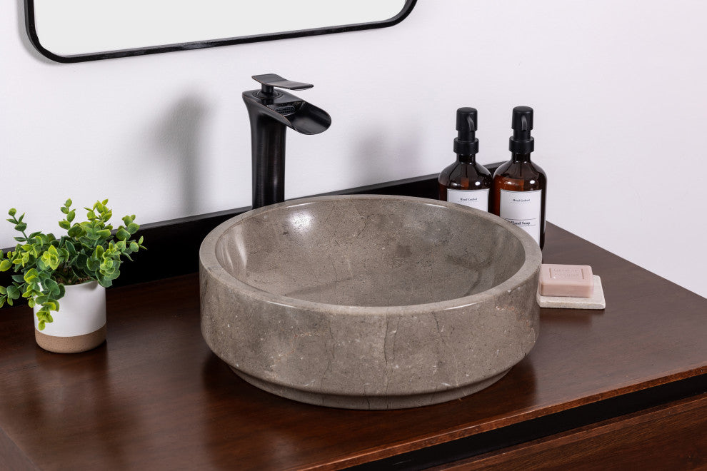 Natural Stone Vessel Bathroom Sink - Avalon Marble, Goleta