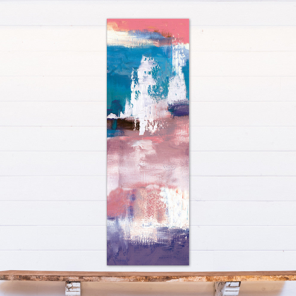 Teal and Pink Brush Strokes 20x60 Canvas Wall Art