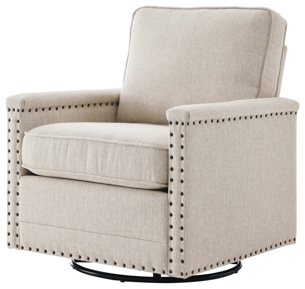 Armchair Accent Swivel Chair, Fabric, Beige, Modern, Living Lounge Hospitality
