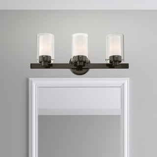 Livex Lighting Manhattan 3 Light Black Chrome, Polished Chrome Vanity Sconce