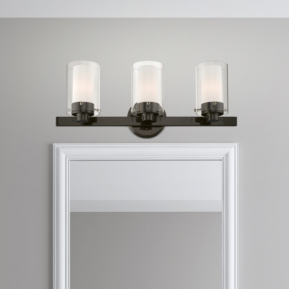 Livex Lighting Manhattan 3 Light Black Chrome, Polished Chrome Vanity Sconce