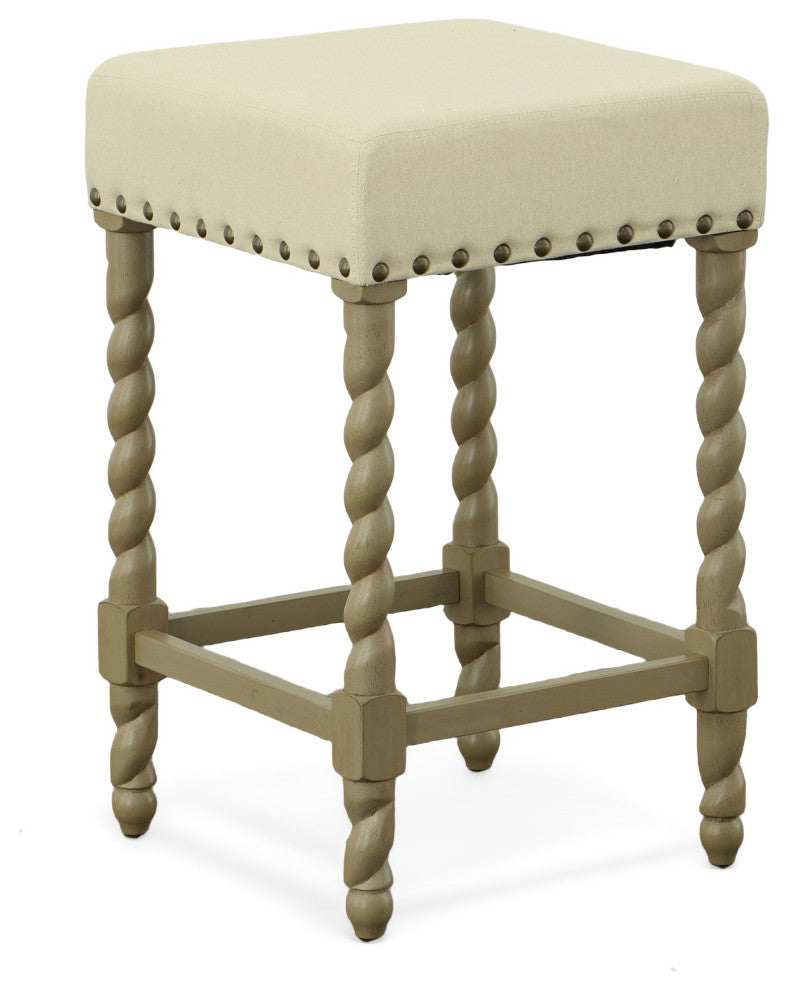 Thomasville Rta Stool 24", Weathered Gray and Linen