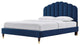 Platform Bed Frame, Queen Size, Blue Navy, Velvet, Modern, Bedroom Guest Suite