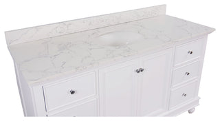 Bella 60" Single Bathroom Vanity, White, Engineered Marble