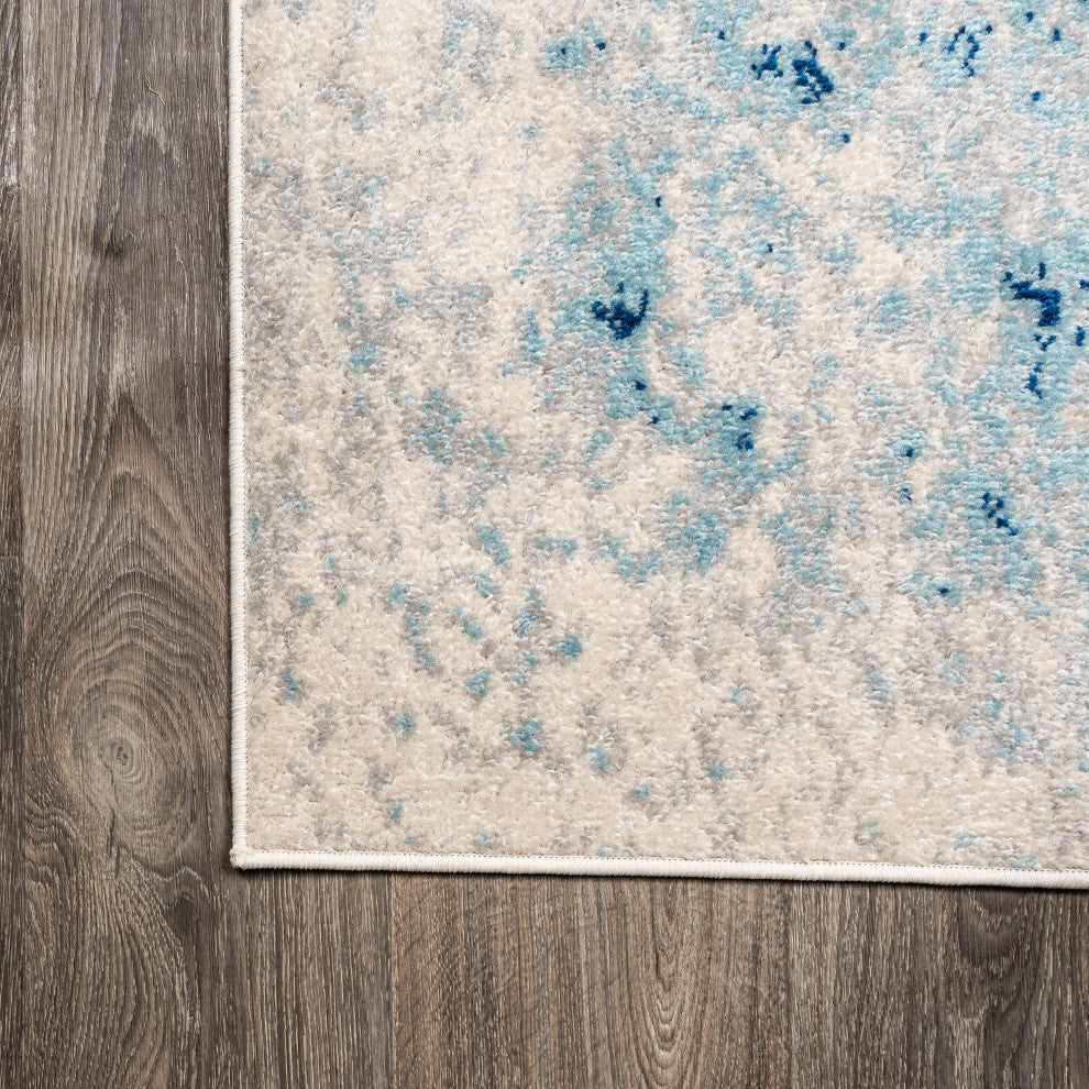 Dune Modern Abstract Area Rug, Cream/Blue, 8x10