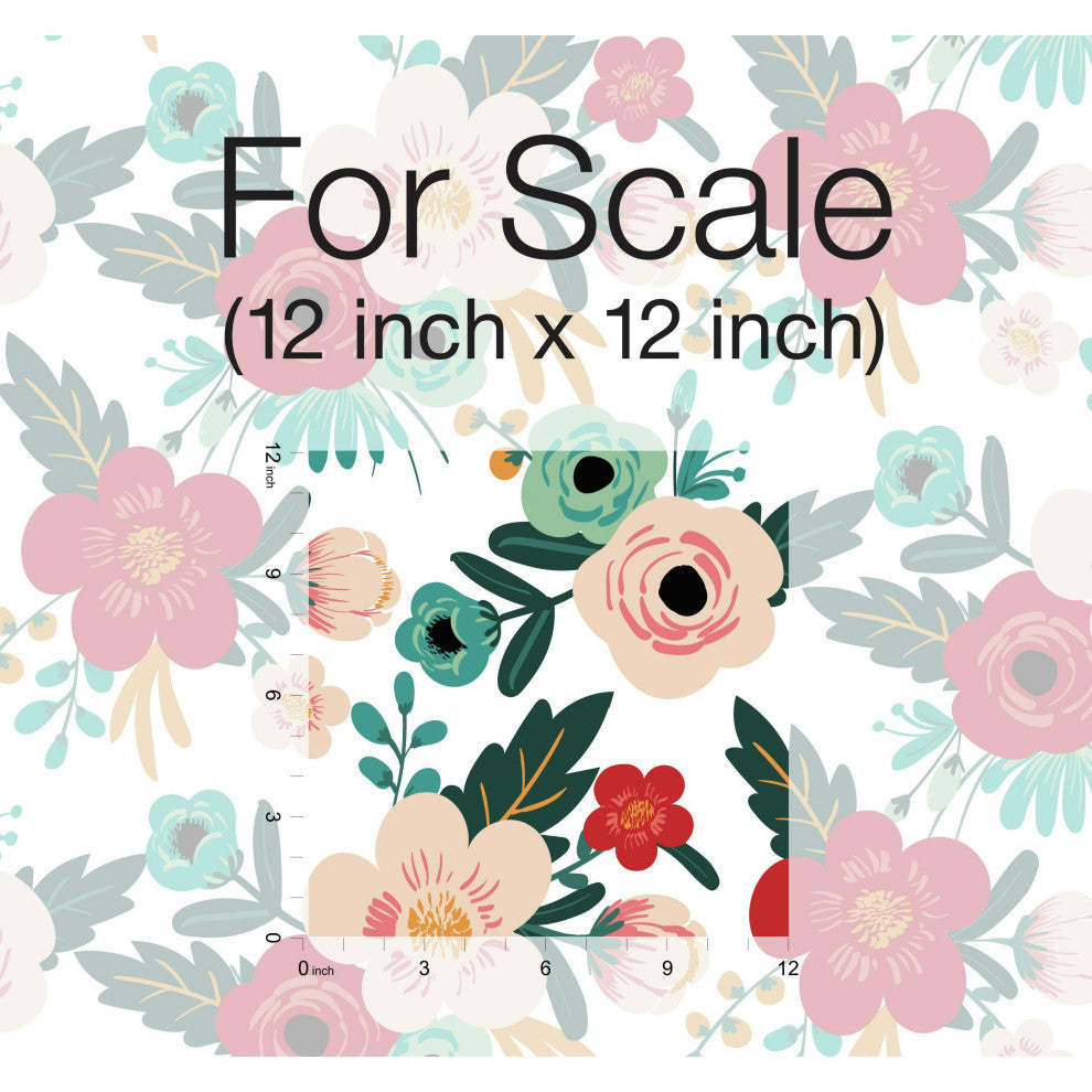 Poppy Floral Peel and Stick Wallpaper, Red and Blue