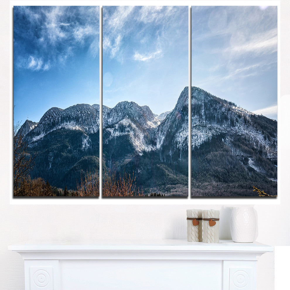 "Winter Mountains With Sun Flare" Metal Wall Art, 3 Panels, 36"x28"