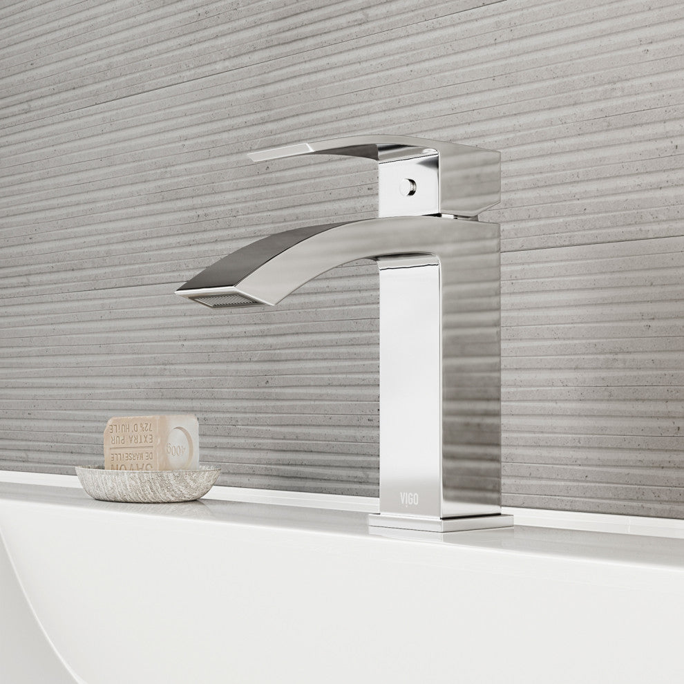 VIGO Satro 7" H Single Handle Single Hole Bathroom Faucet, Chrome