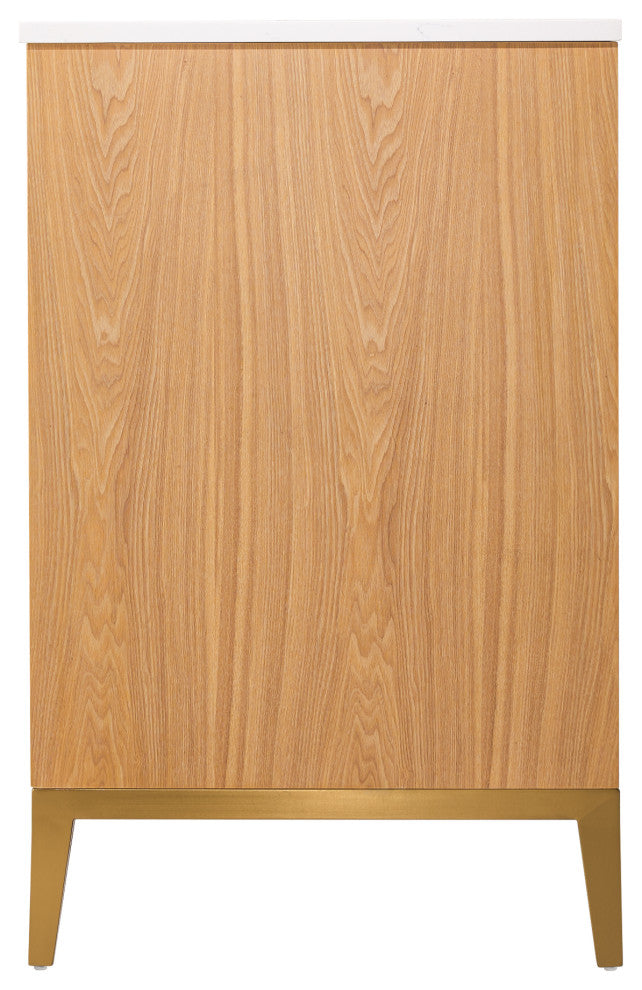 Nolan Freestanding Bathroom Vanity with Quartz Top, Light Oak, 48"