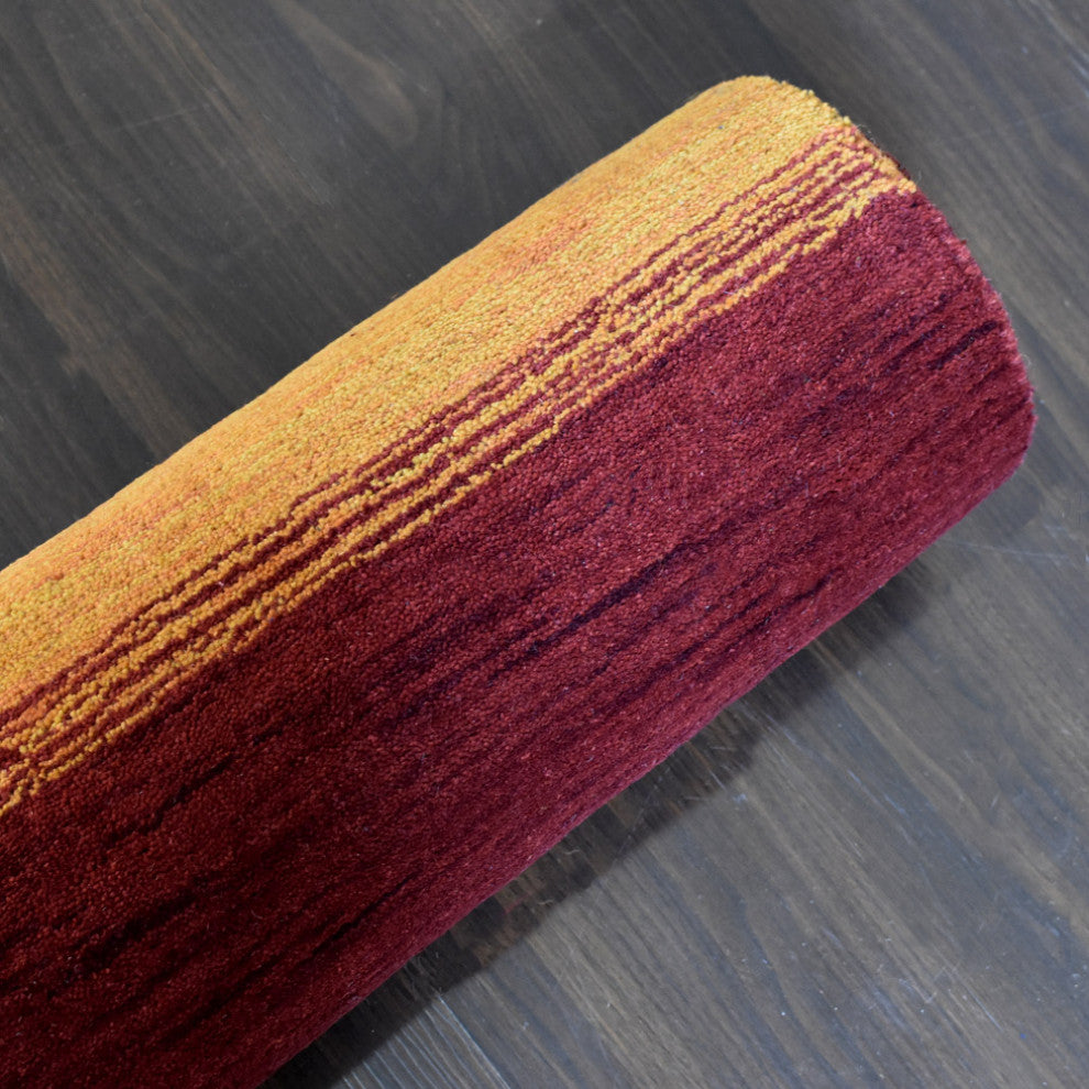 HAND KNOTTED LOOM WOOL ECO-FRIENDLY AREA RUGS-Rectangle,Orange Red,Contemporary