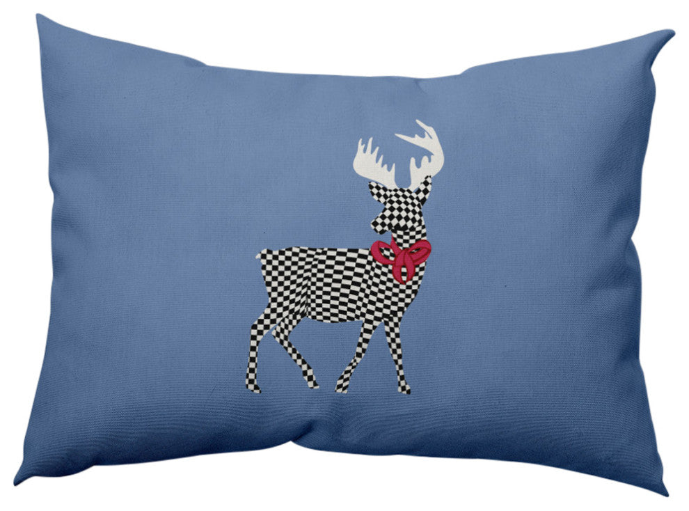 Merry Deer Decorative Throw Pillow, Blue, 14"x20"