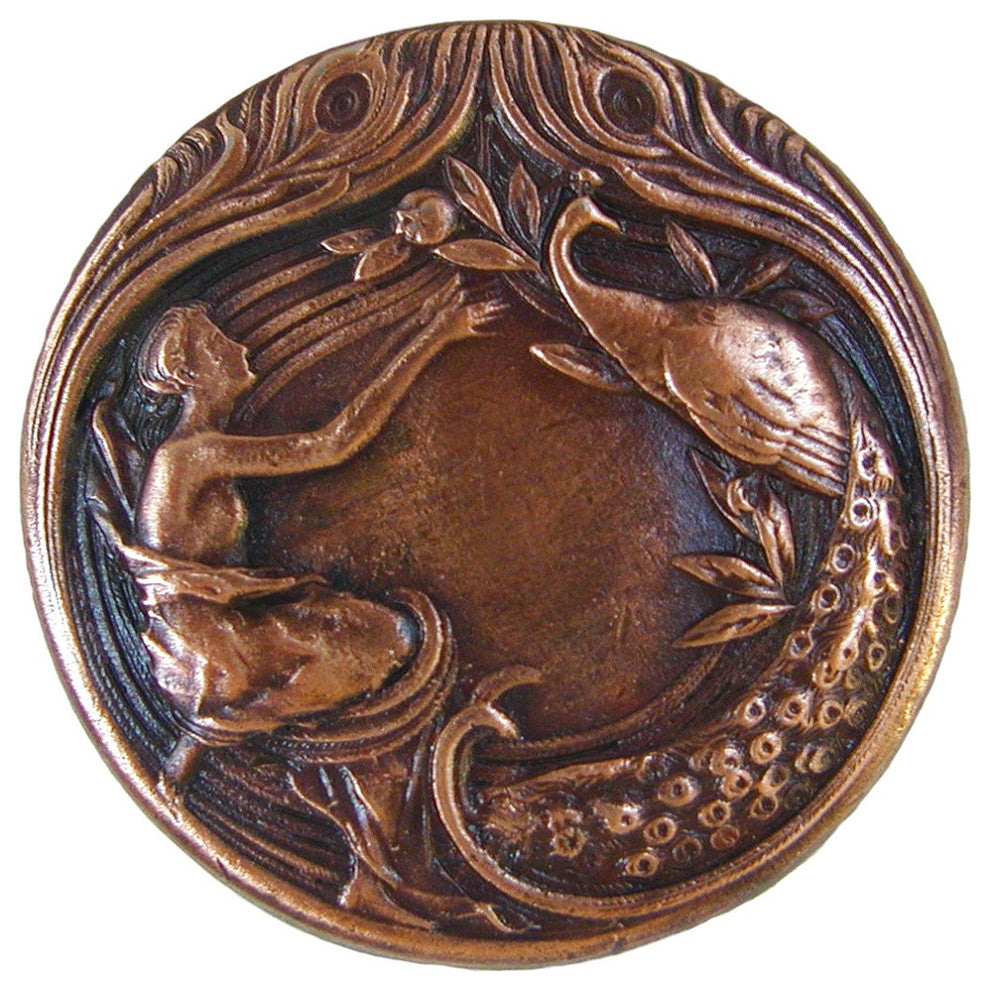 Peacock Lady Knob Antique Brass, Antique Copper