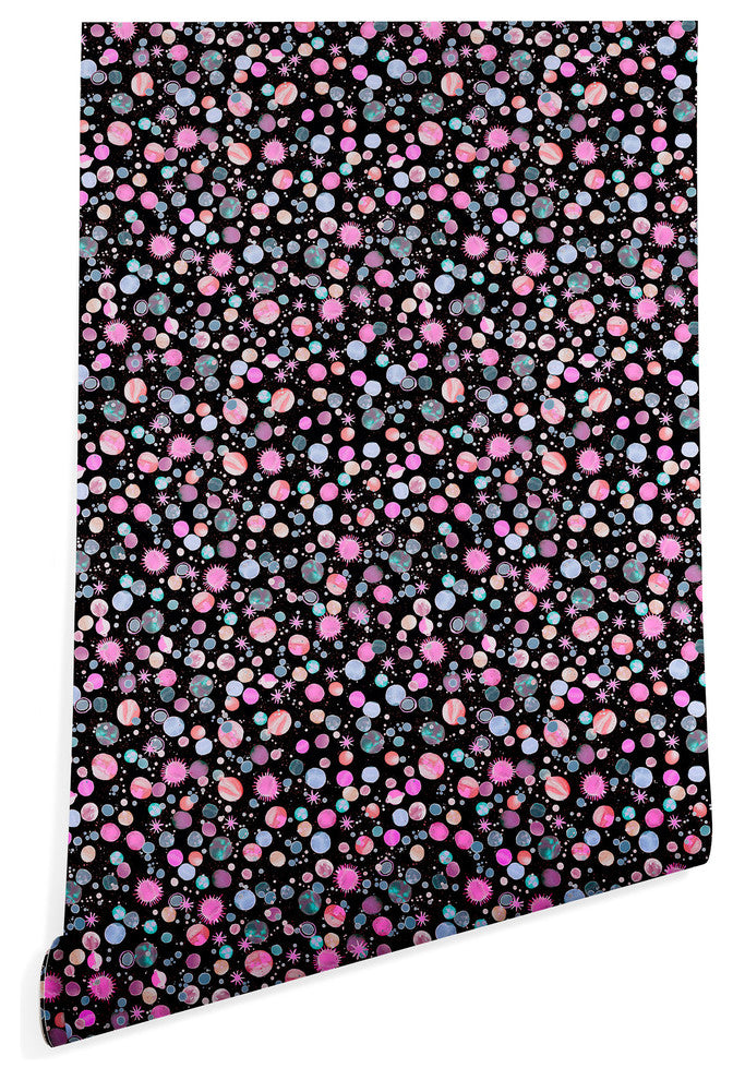 Deny Designs Ninola Design Galaxy Constellation Dark Wallpaper, Black, 2'x10'