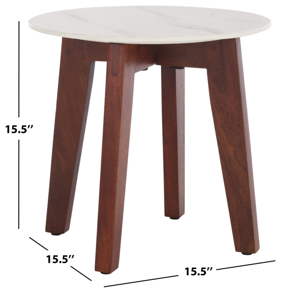 Safavieh Helley Ceramic Accent Table, White/Walnut