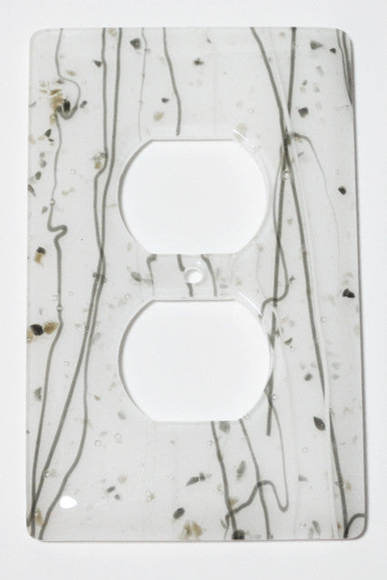 Wall Plate Receptacle, Vanilla Mardi Gras on White, 3x5