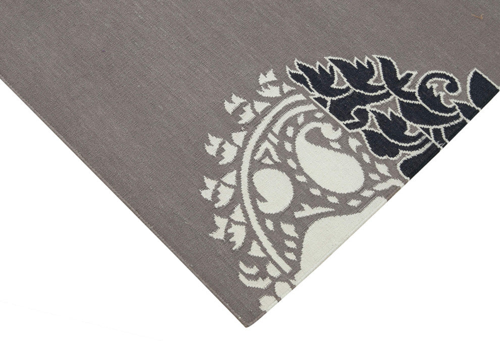 Rug N Carpet - Handmade Wool 3' 7'' x 5' 5'' Modern Design Dhurrie Kilim Rug