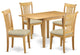 5Pc Kitchen Set, Table, 4 Chairs, Linen Fabic Seat, Slat Back, Oak