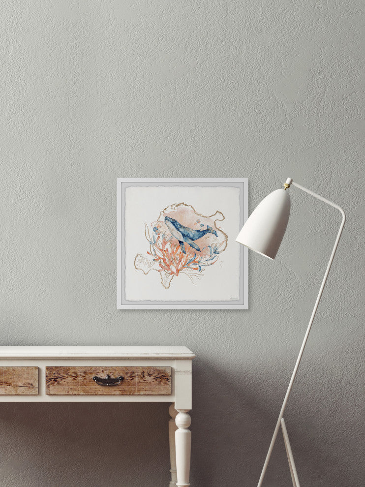 "Whale's Journey" Framed Painting Print, 18x18