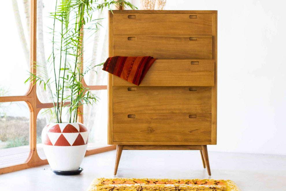 Harmonia Living Fifties 5-Drawer Tower Dresser - Danish Honey
