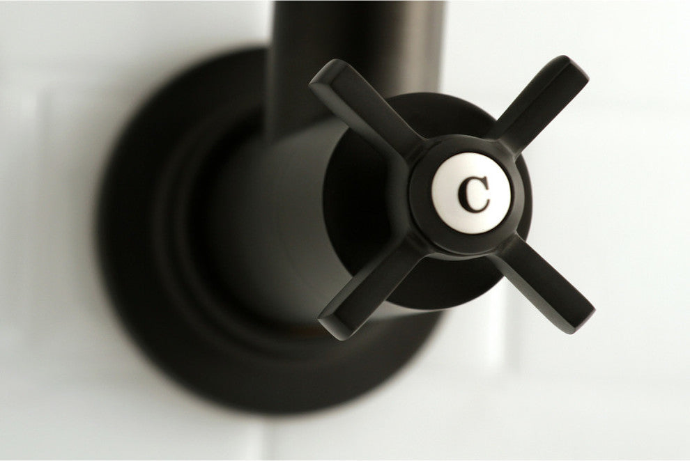Kingston Brass Wall Mount Pot Filler Kitchen Faucet, Matte Black